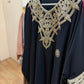 Moroccan black kaftan detail fabric embroidery women