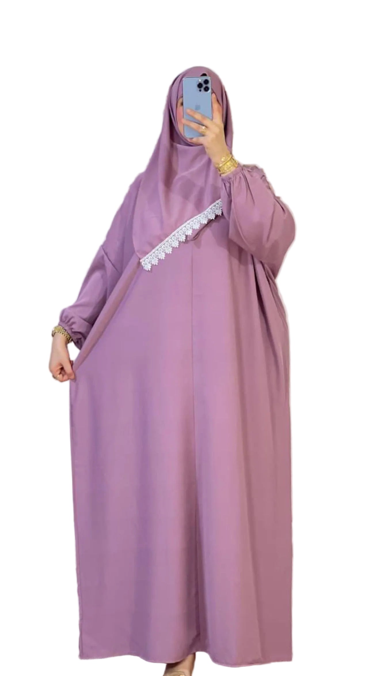 modest prayer abaya pink with hijab set UK Islamic prayer wear